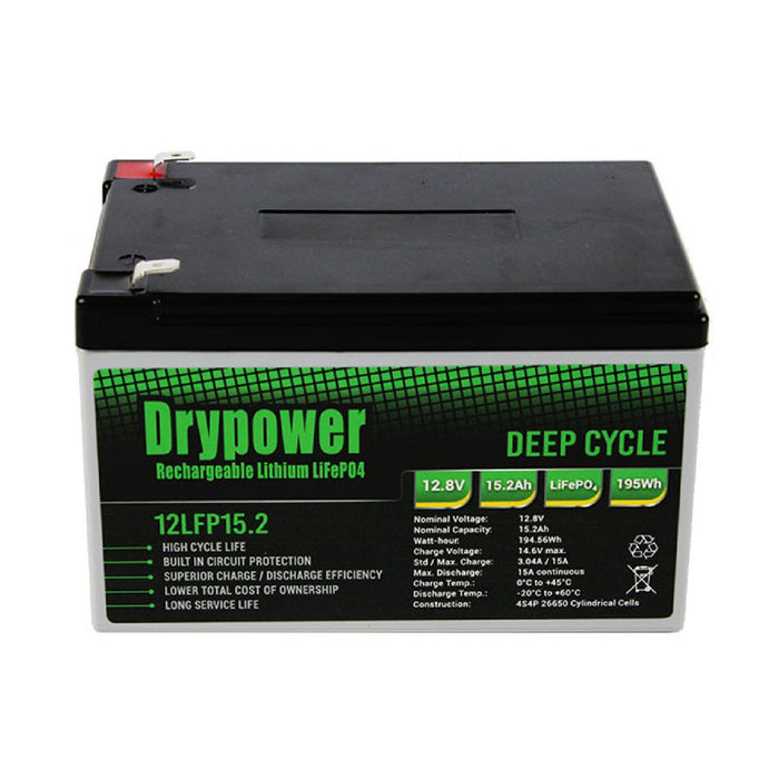 Drypower 12.8V Lithium Iron Phosphate (LiFePO4) Rechargeable Battery - The Boating Emporium