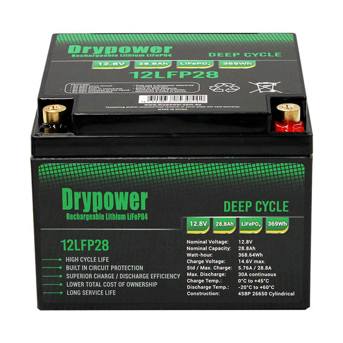 Drypower 12.8V Lithium Iron Phosphate (LiFePO4) Rechargeable Battery - The Boating Emporium