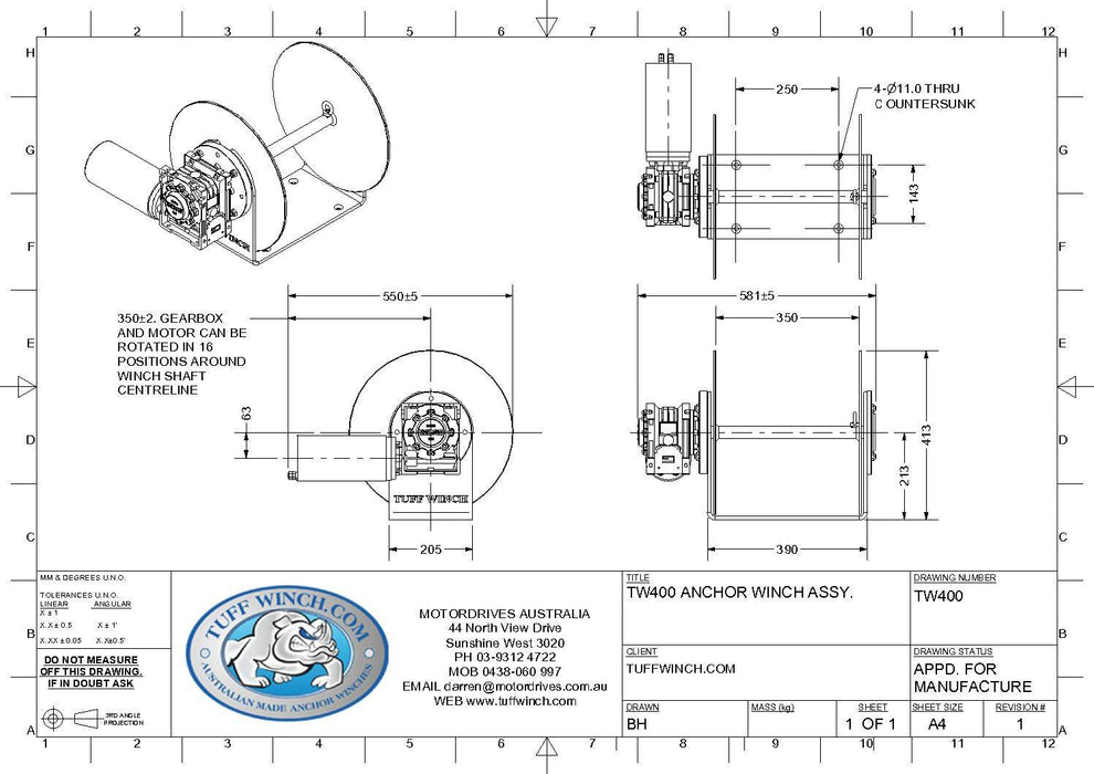 Tuff400 Anchor Winch - The Boating Emporium