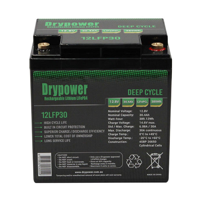 Drypower 12.8V Lithium Iron Phosphate (LiFePO4) Rechargeable Battery - The Boating Emporium