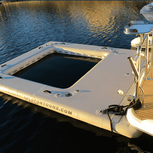 Inflatable Pontoons Pool Deck with 4 Drink Holders - The Boating Emporium